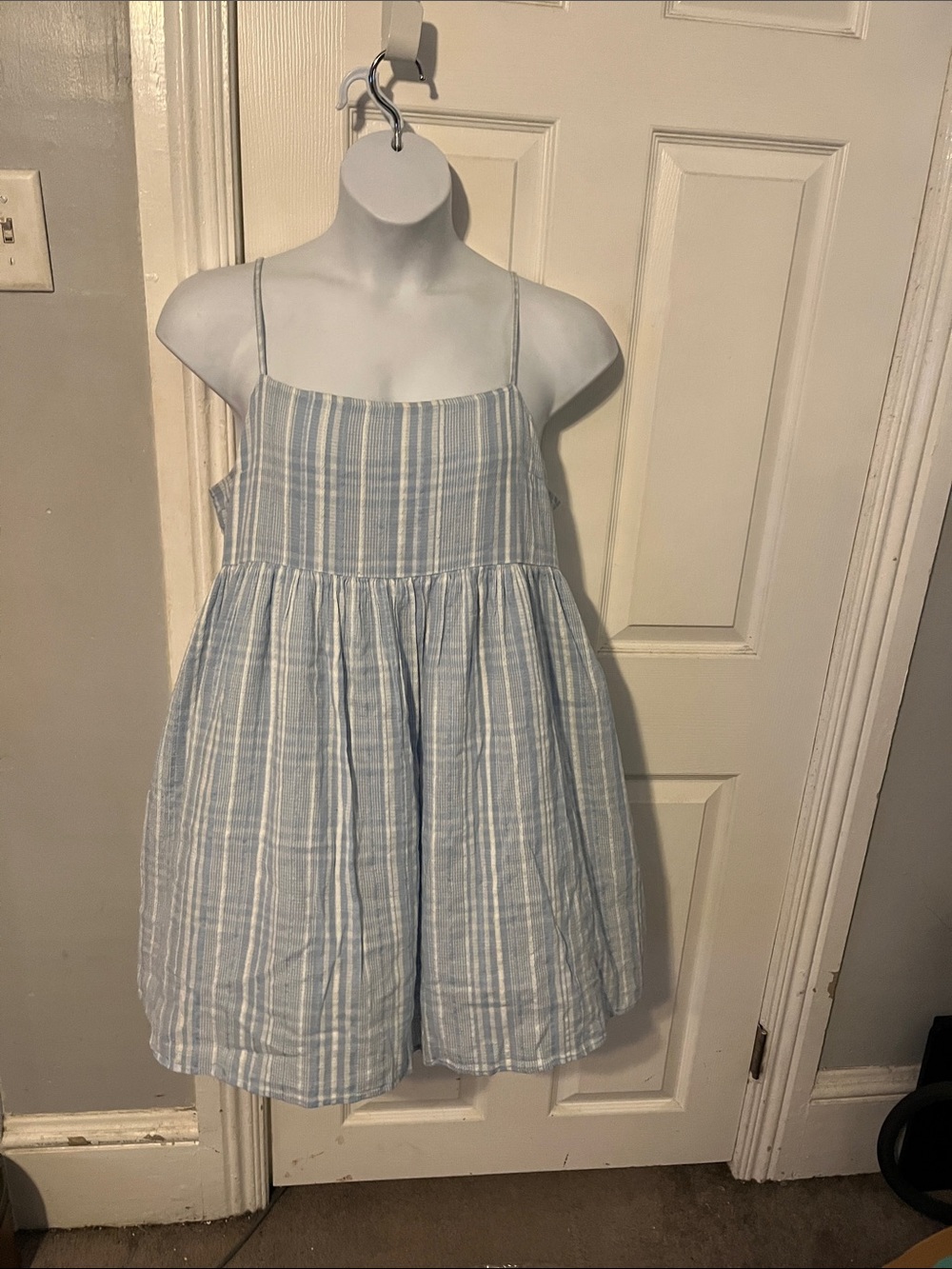 American Eagle Outfitters Light Blue and White Striped Sundress